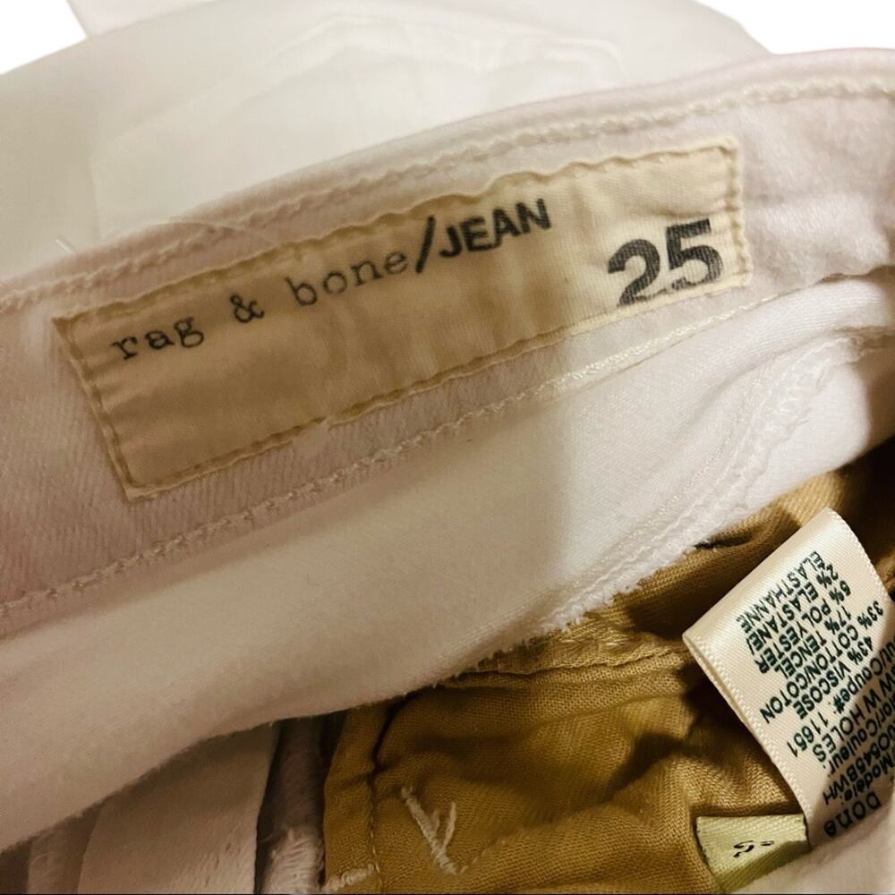 rag & bone White Denim Black Ankle Zipper Moto Skinny Jeans 25 - Picture 5 of 8